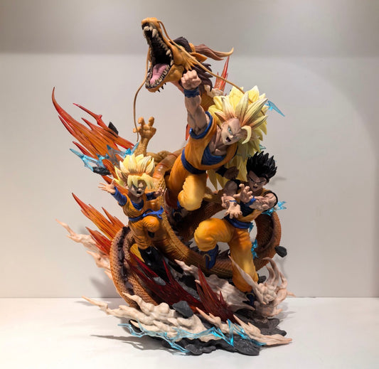 Trio Saiyan – Diorama Goku, Gohan & Goten face à Shenron